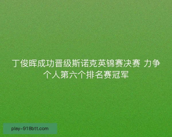 丁俊晖成功晋级斯诺克英锦赛决赛 力争个人第六个排名赛冠军